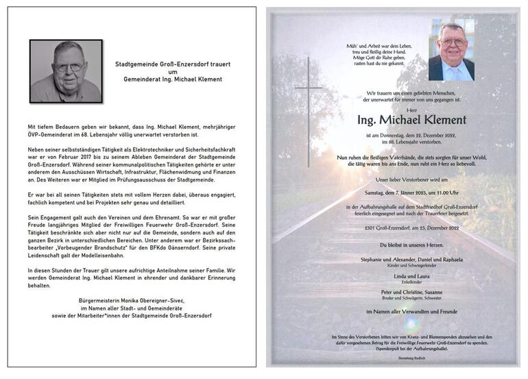 Nachruf Gemeinderat Ing. Michael Klement